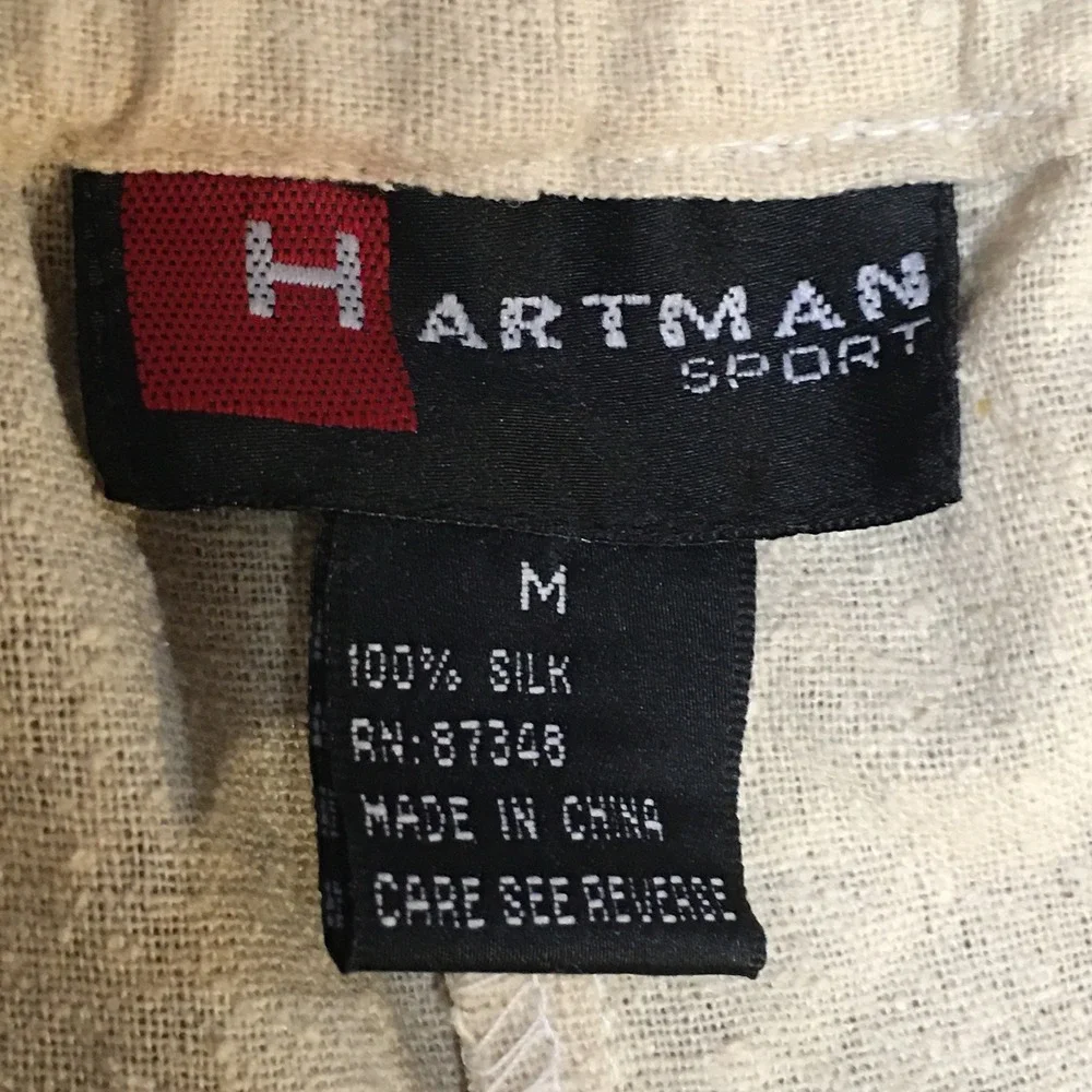 Hartman Sport Pants Women M Beige 100% Silk Crochet Lace Boho Trousers Vintage